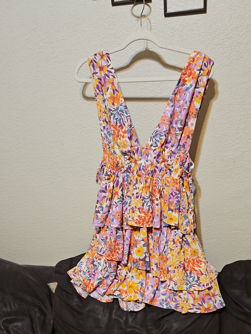 Floral Ruffle Tiered Mini Dress in Multi-Color